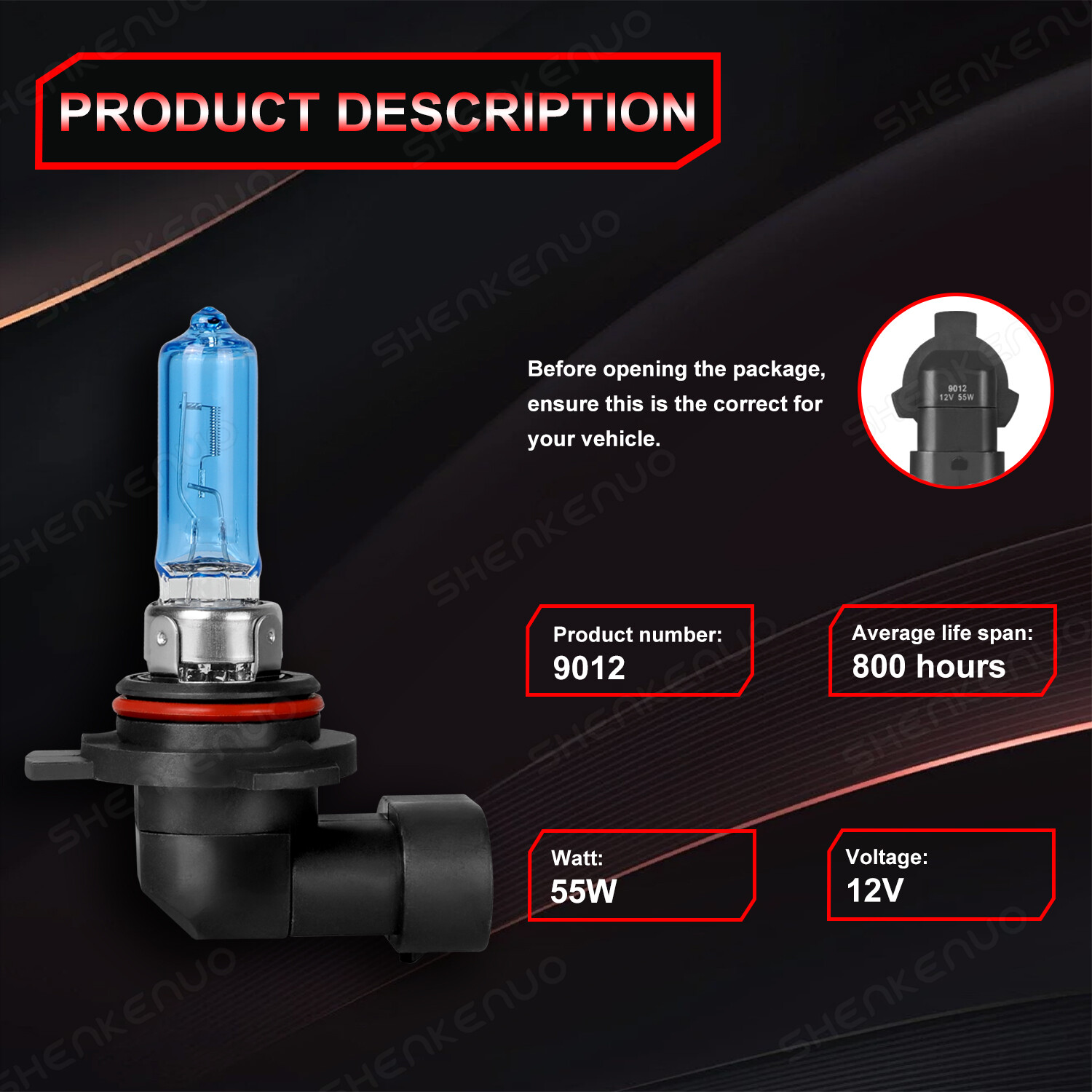 2x 9012/HIR2 Halogen 55W Low-Beam Headlight Bulbs Bright White Glass Replacement