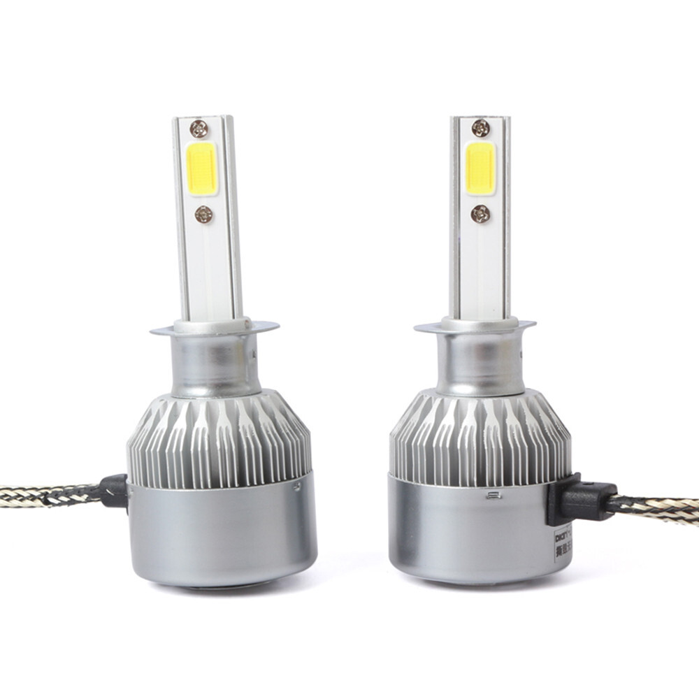 Pair H1 C6 LED Headlight FOG Lights Kit 6500K White High Low Beam Bulbs 720000LM