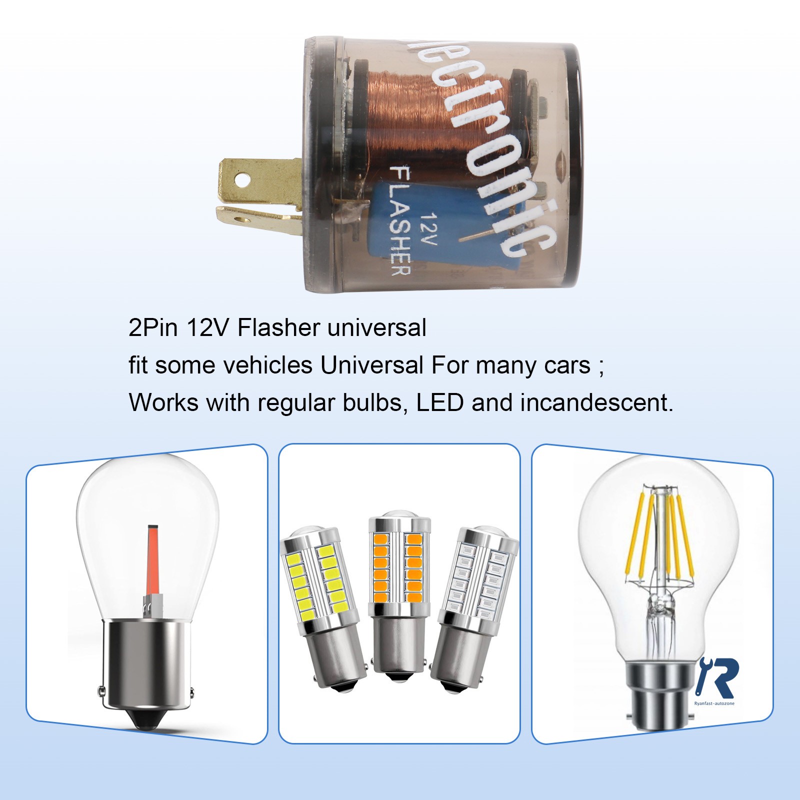 20 Amps Flasher 12V 2-Pin Variable Car LED Turn Signal Light Blinker Relay EF32