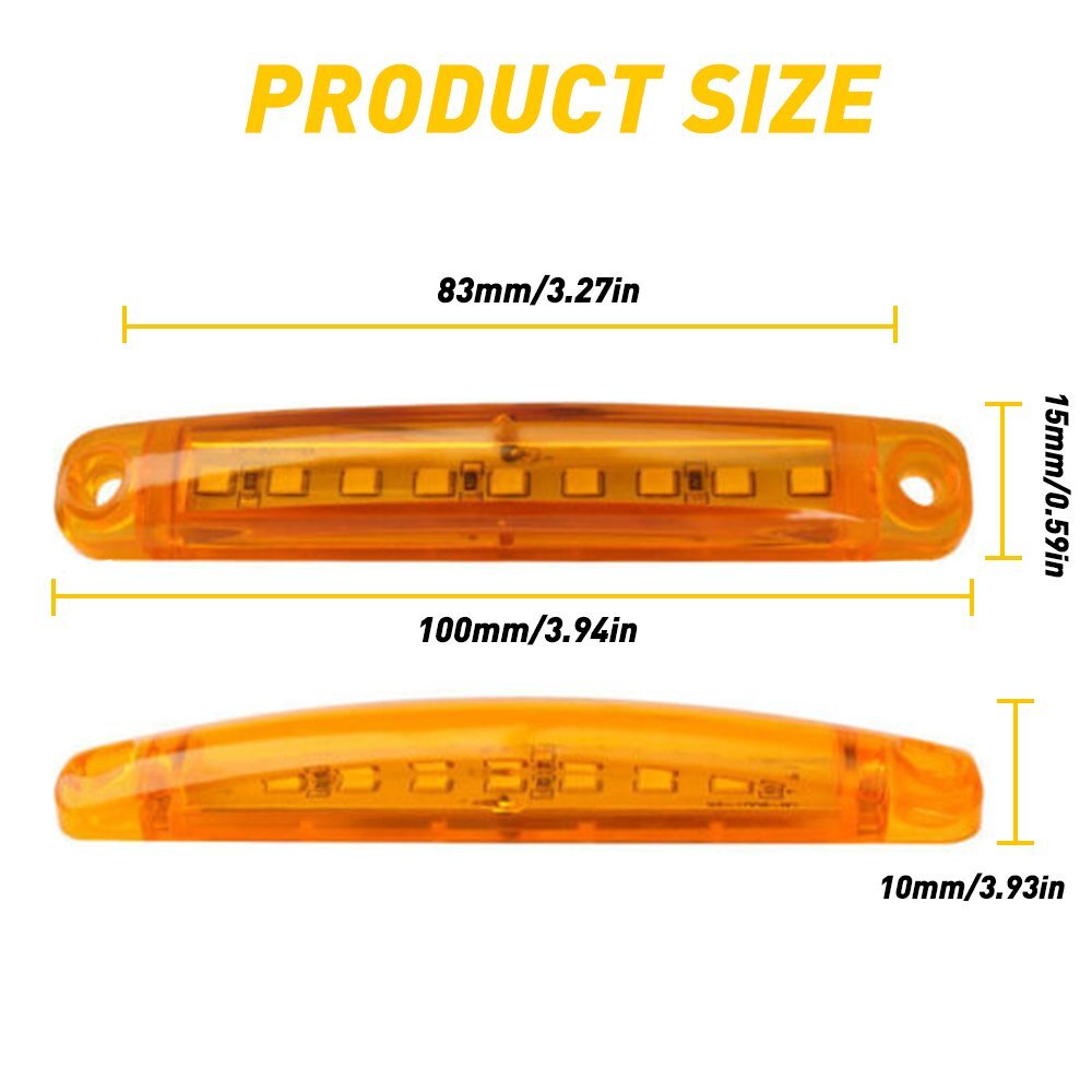 10X Amber LED Side Marker Lights Bullet Clearance Light Truck Trailer Wateproof