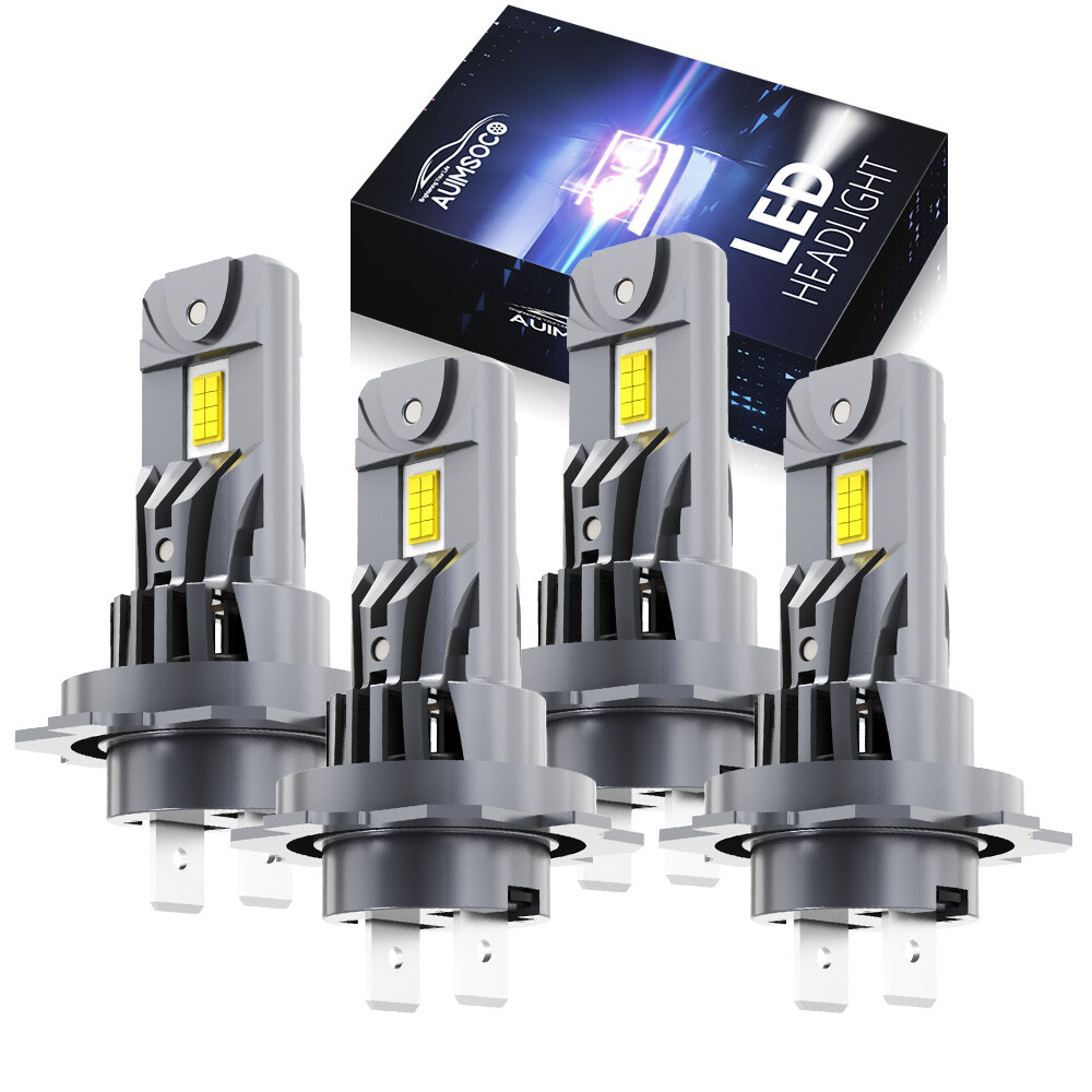 H7 + H7 LED Headlight Combo Bulbs Kit High/Low Beam 10000K Super White Bright