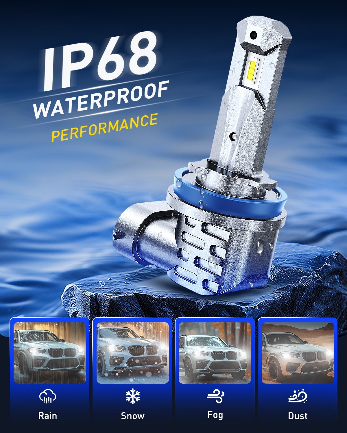 AUTOONE H11 9005 LED Headlight Bulbs 80000LM 6500K White High Low Beam Combo