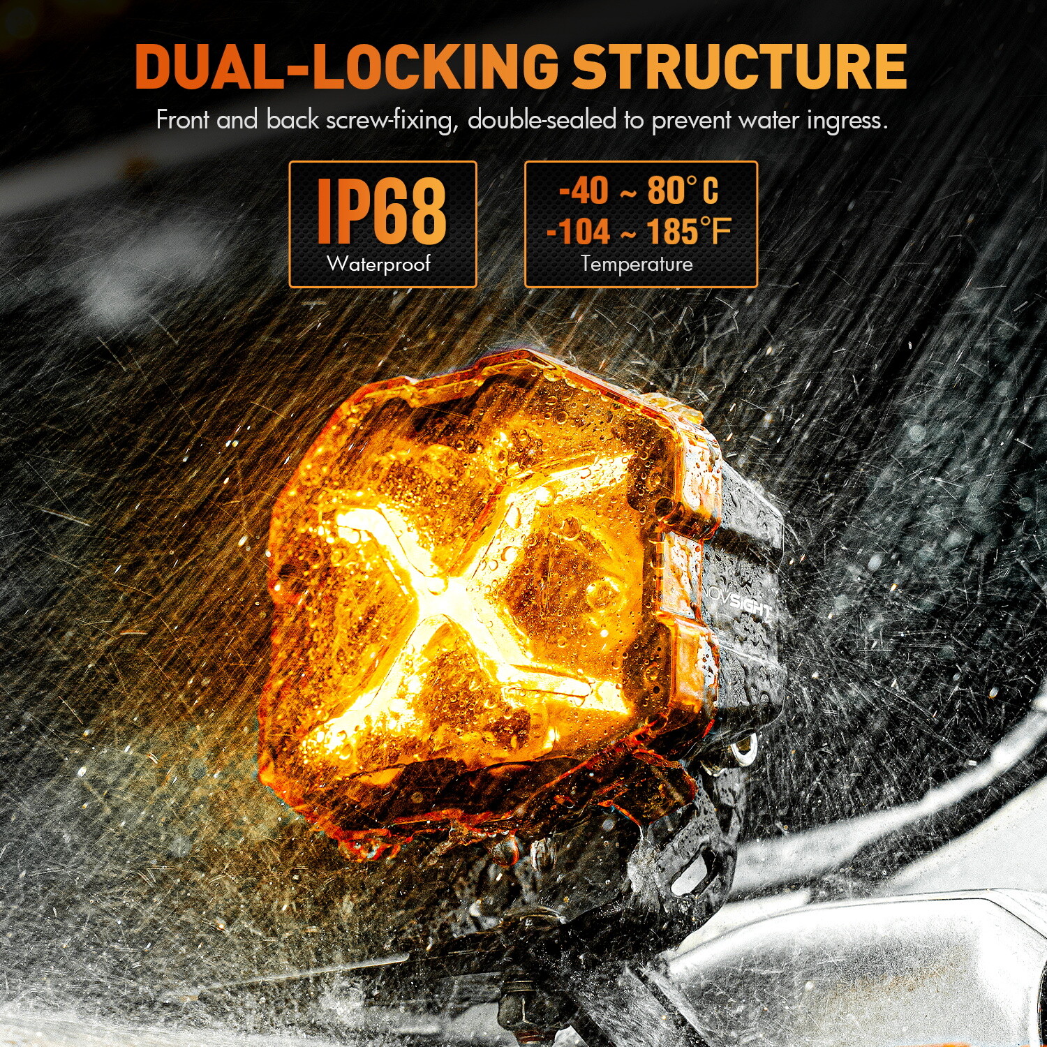 2x NOVSIGHT 4 Inch LED Pods X Series Work Off Road Driving Light with Yellow DRL