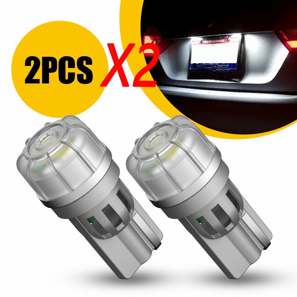 800LM 4PCS White LED 168 T10 194 W5W License Plate Light Inside Dome Trunk Light