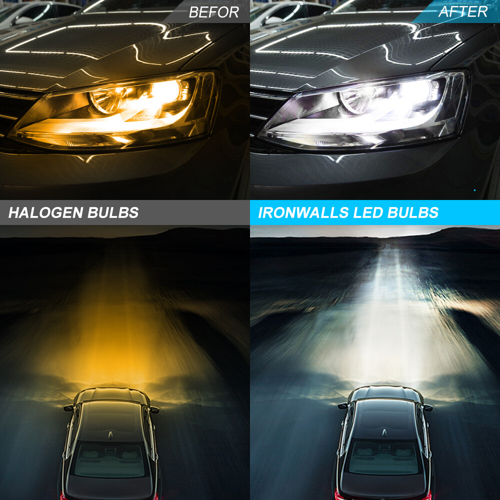 6-sides 9005 9006 H11 LED Headlight Bulbs High Low Fog Light 6500K Bright White