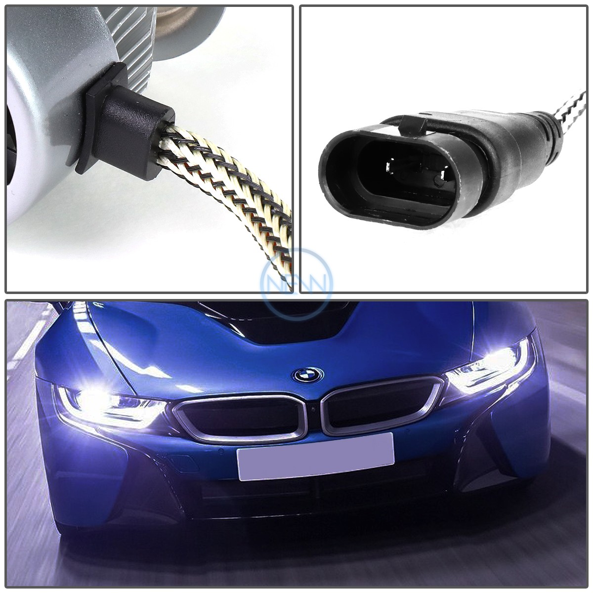 Great Visiblity Pair 6000K Super White 9005 LED Hi/Lo Beam Headlight Bulbs +Fan