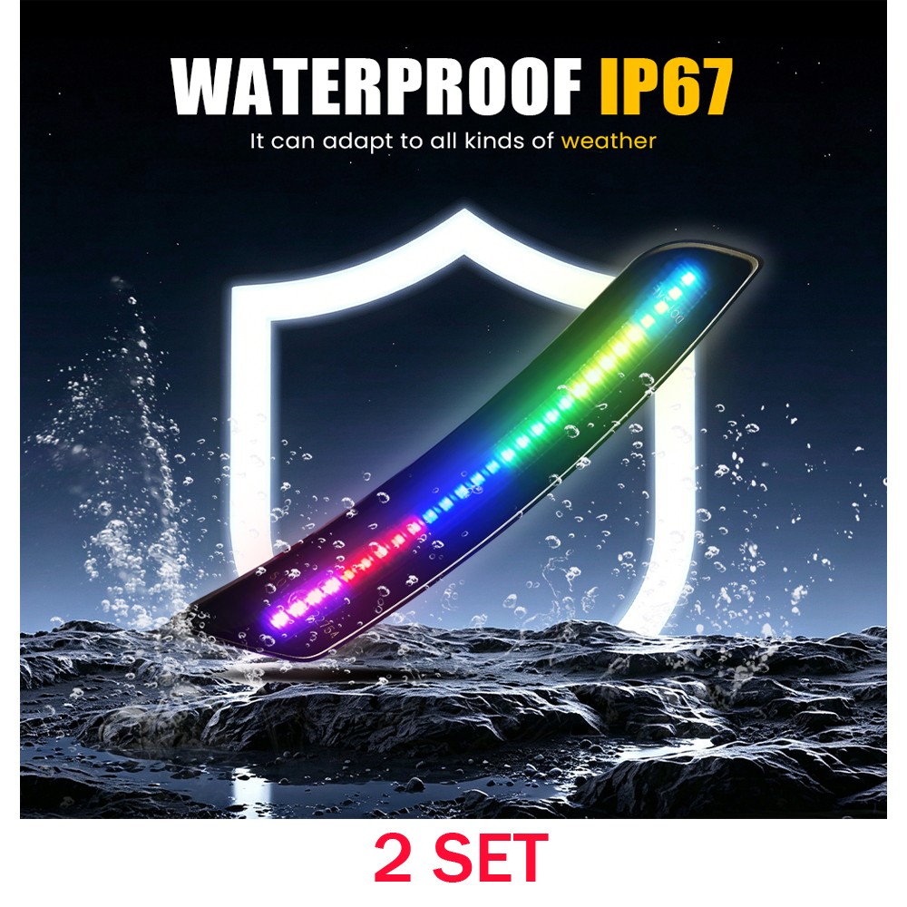 For 2016-2023 Camaro Smoked Housing Colorful Flowing LED Side Marker Lights 8PCS