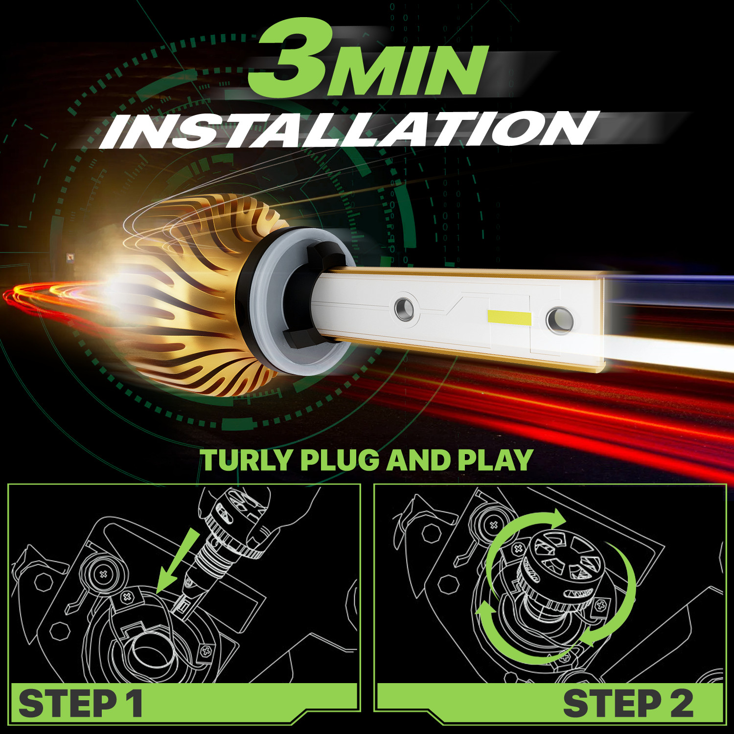 Pair H27W/2 881 6500K LED Headlight Bulb High/Low Beam Fog Lighting DRL 12V/24V