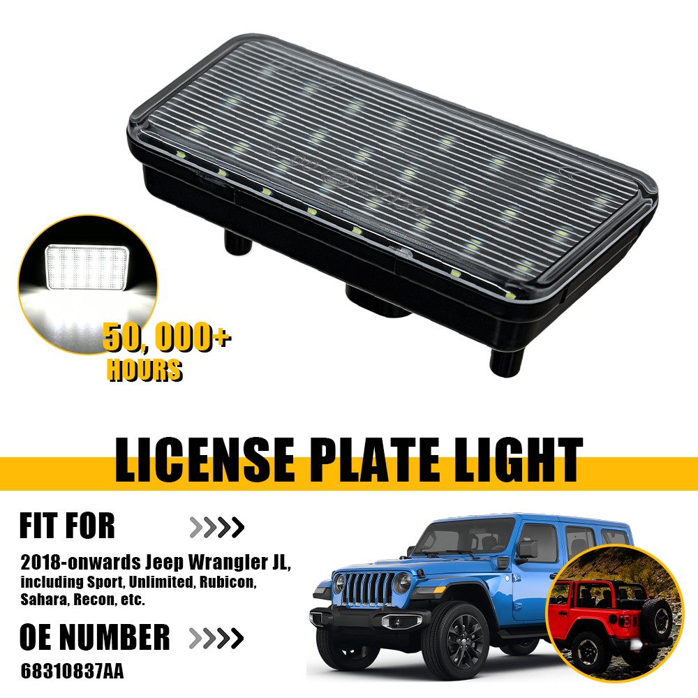 Clear White LED License Plate Light Lamp For Jeep 2018 19 20-up Wrangler JL EPY