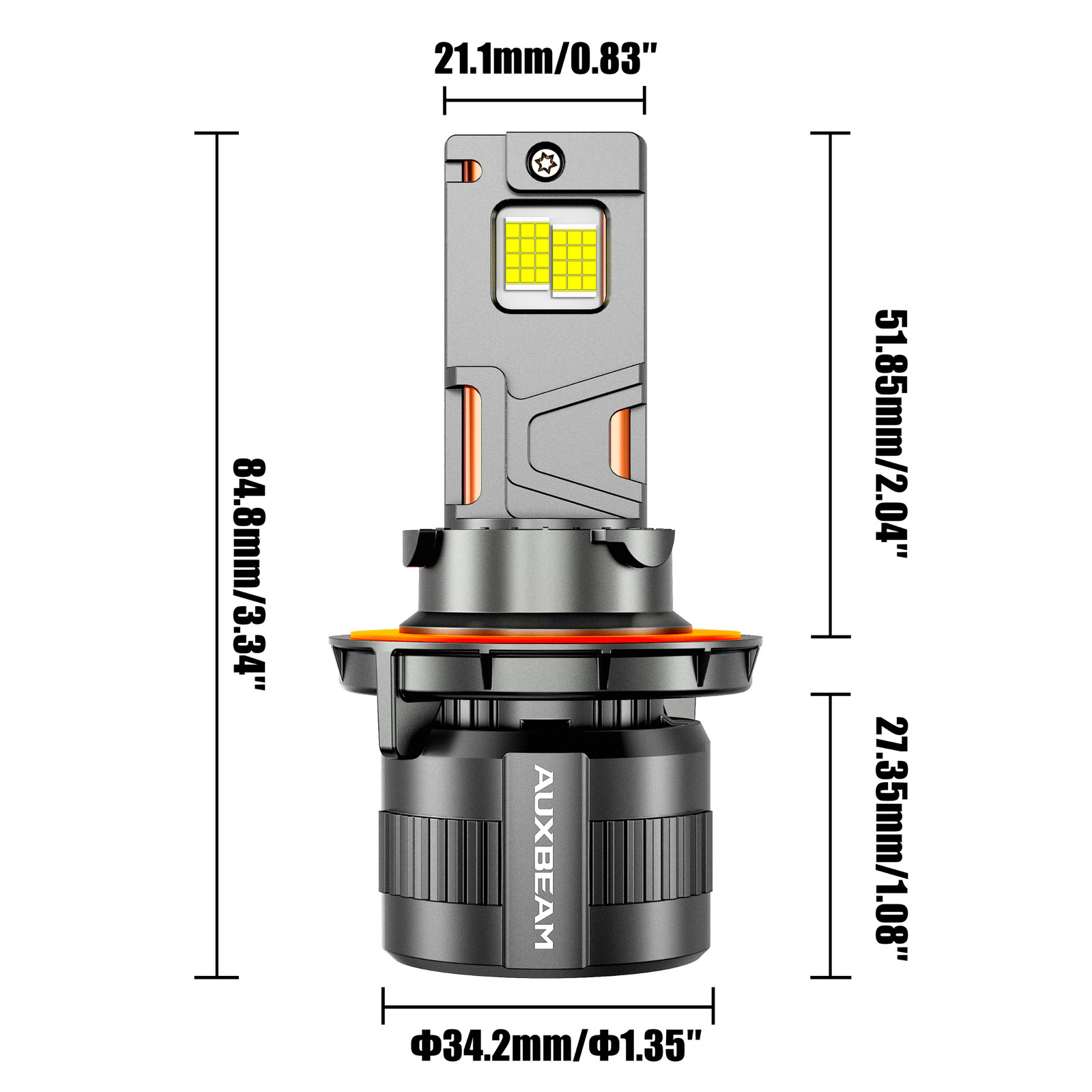 AUXBEAM H13 9008 LED Headlights High Low Beam White 130W 32000LM Canbus 12V/24V