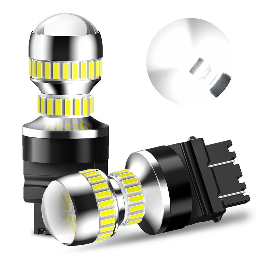 2Pcs White 3157 3457 3057 Signal 54SMD Backup Reverse Tail Turn LED Light Bulbs