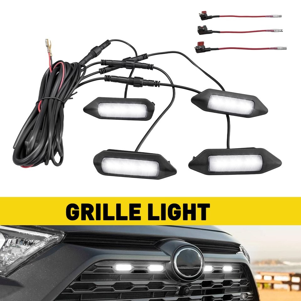 4x White Front Grille LED Lights Raptor Grill For Toyota RAV4 2019-2023 2024 EPM