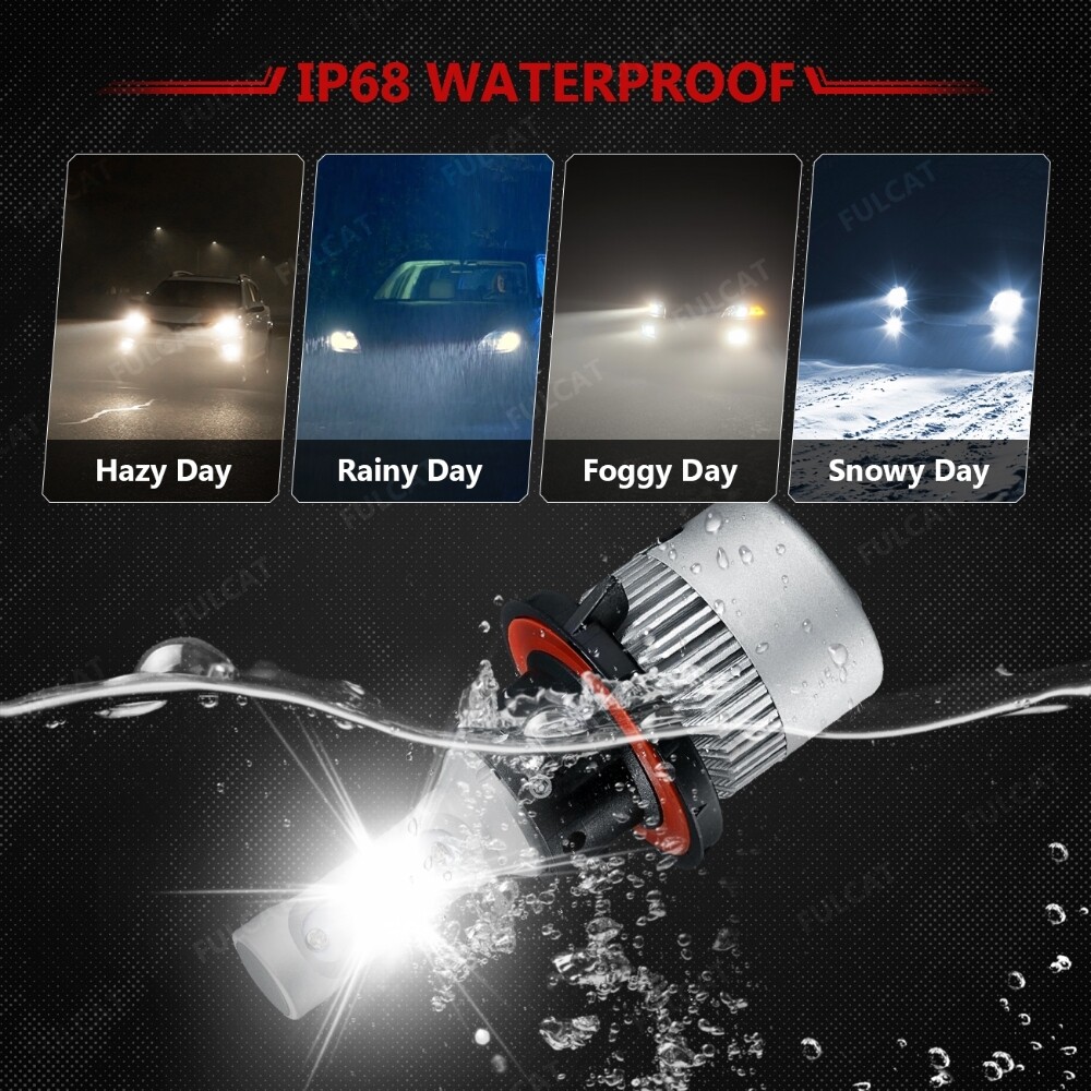 IRONWALLS Combo H13+5202 LED Headlight High Low Beam Fog Light Bulb White 6000K