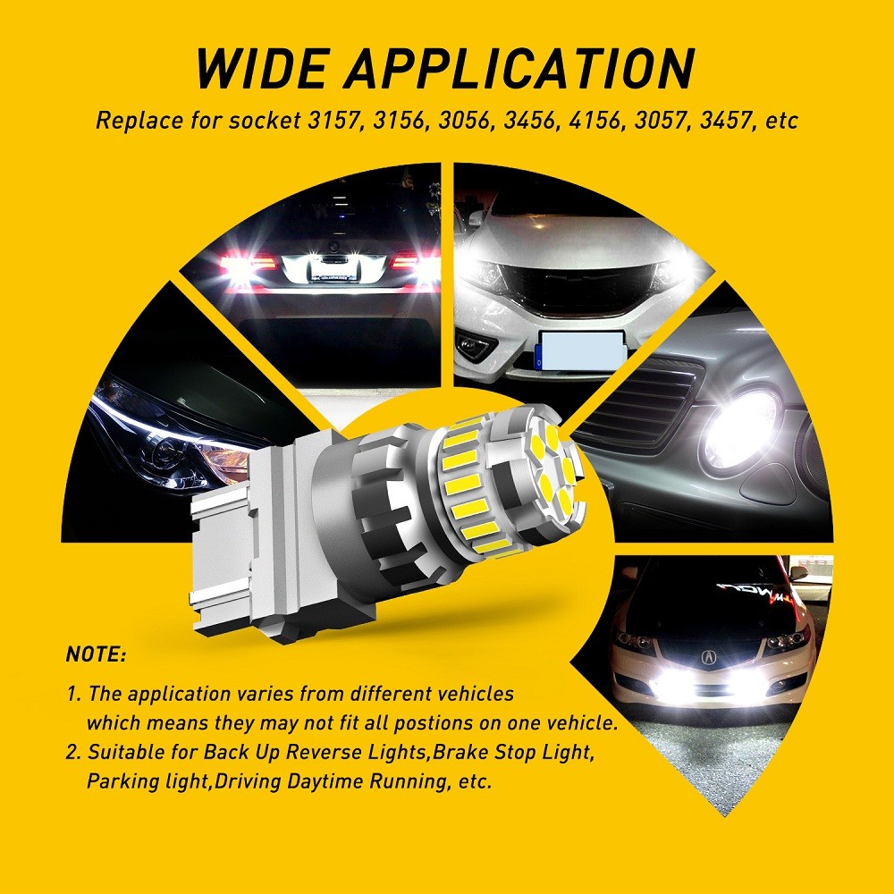 3157 3156 LED Backup Reverse Parking Light Bulbs 6500k Super White Bright 2400LM