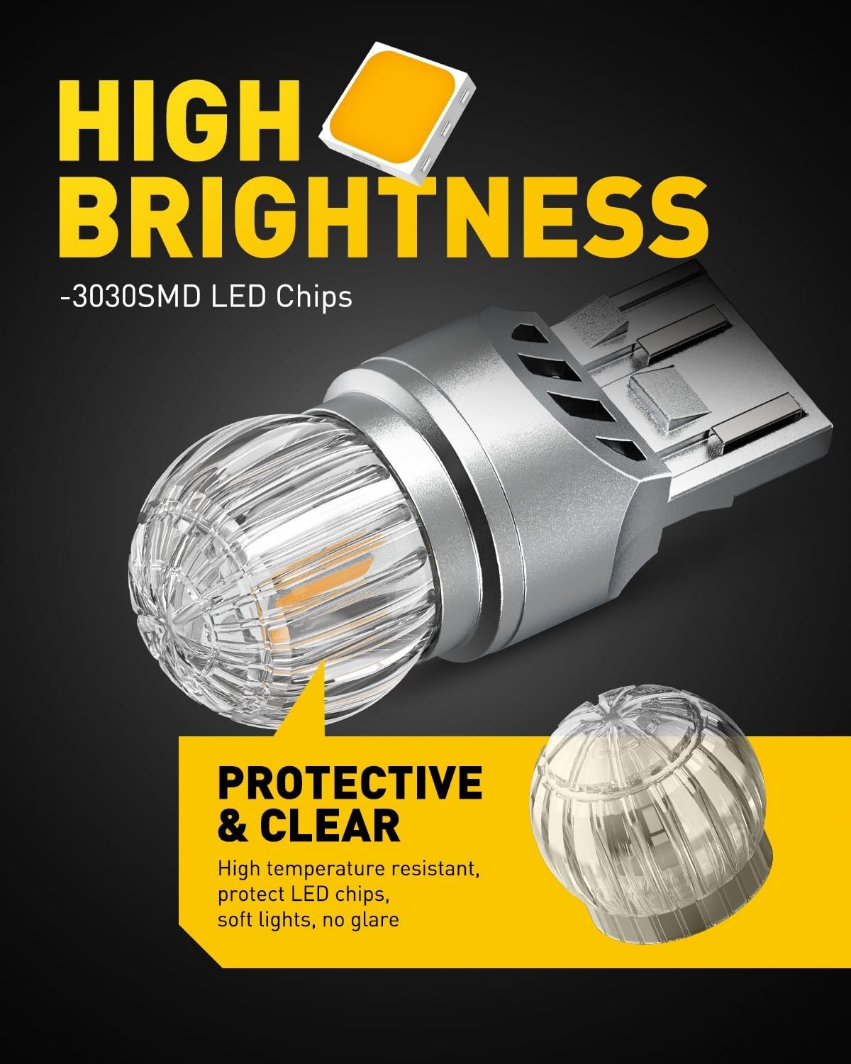 Super Bright Amber Yellow 7443 LED Bulbs – Turn Signal Light for Blinker, Marker