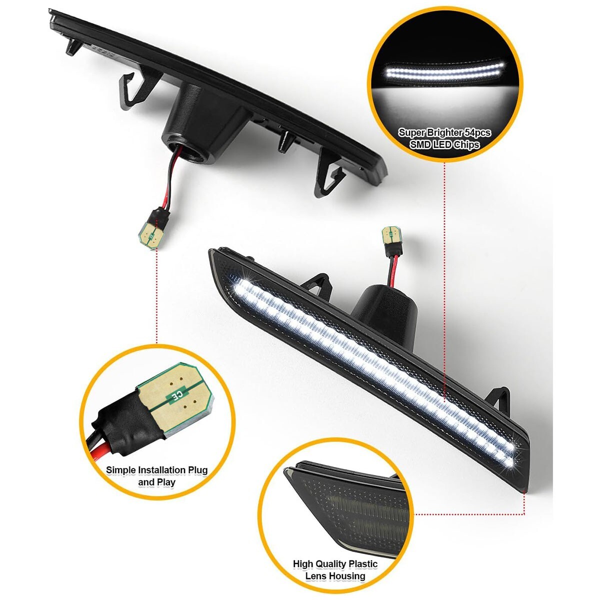 4PC Full LED Side Marker Lights Front Rear for Chevy Camaro 2016-23 LS LT SS ZL1