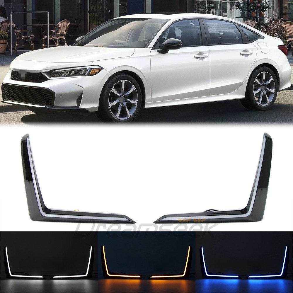 LED DRL for Honda Civic 11th 2025+ Daytime Running Light Fog Lamp w/ Turn Signal