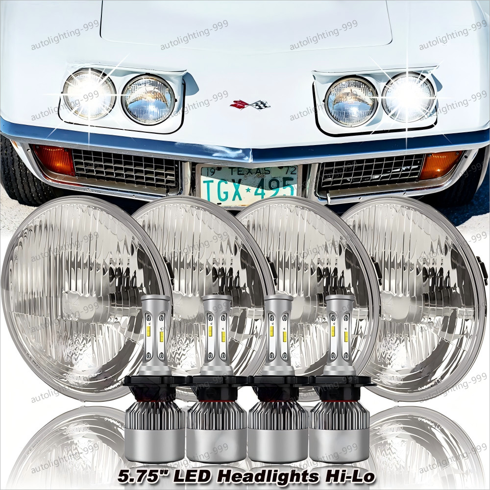 4PCS 5 3/4″ 5.75″ LED Headlights Hi/Lo Beam DRL Lamp For Chevy Corvette C3 68-82