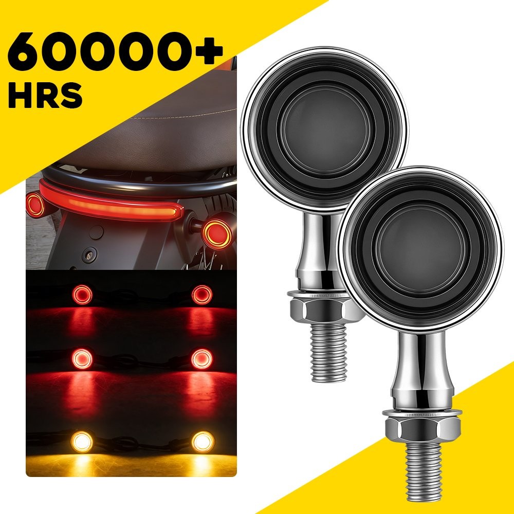 For Honda Yamaha Ducati Chrome LED Bullet Turn Signal Blinker Tail Light 2-6X