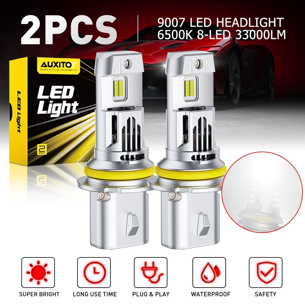 AUXITO 6500K White 9007 LED HB5 Headlight Super Bright High Beam Low 33000LM 2PC