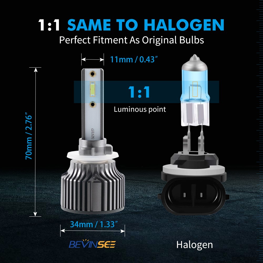 BEVINSEE 880 881 LED Bulbs 6000K Xenon White Car Fog Light for ATV Headlight
