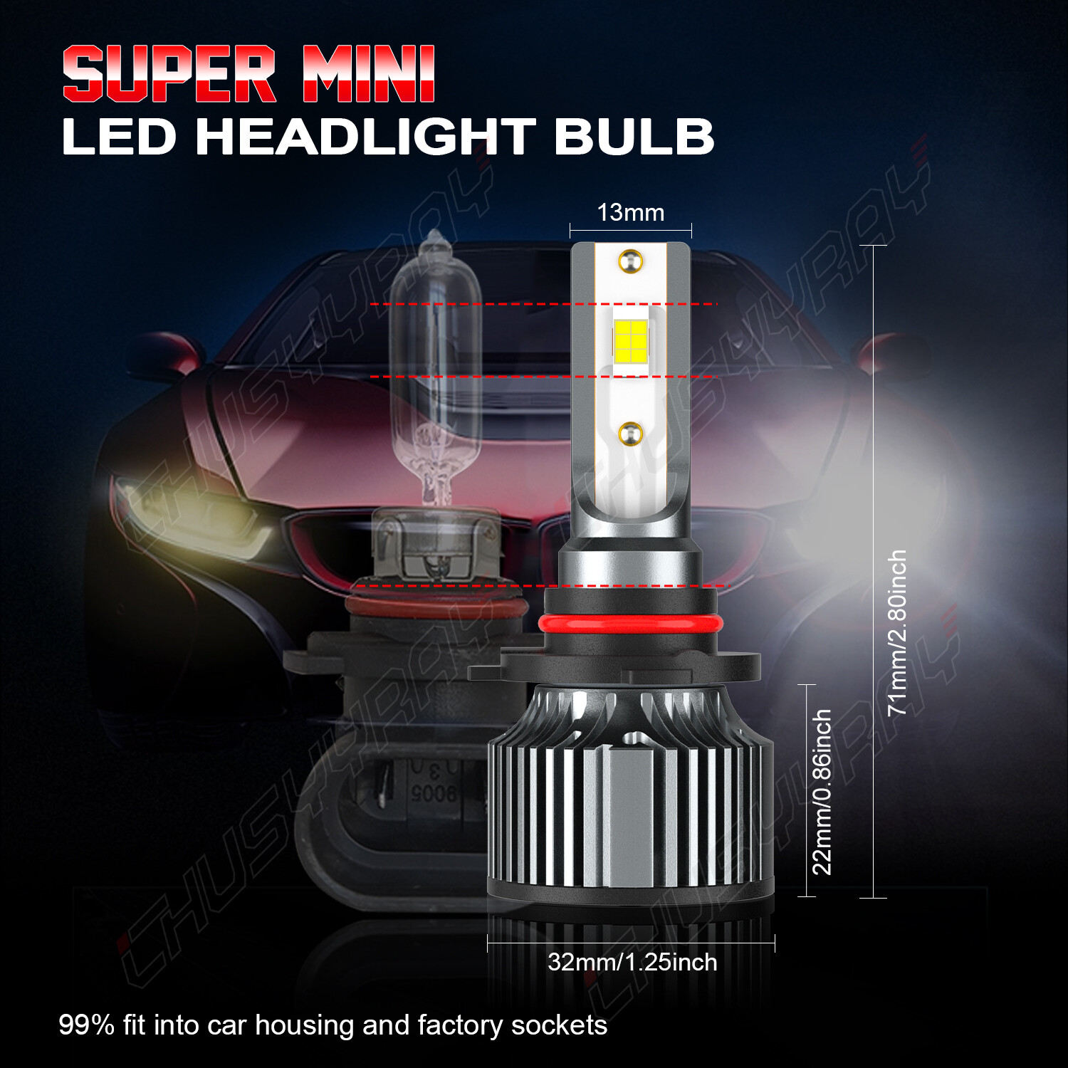 2x 9005/HB3 LED Headlight Kit Combo Bulbs 6500K High BEAM Super White Bright