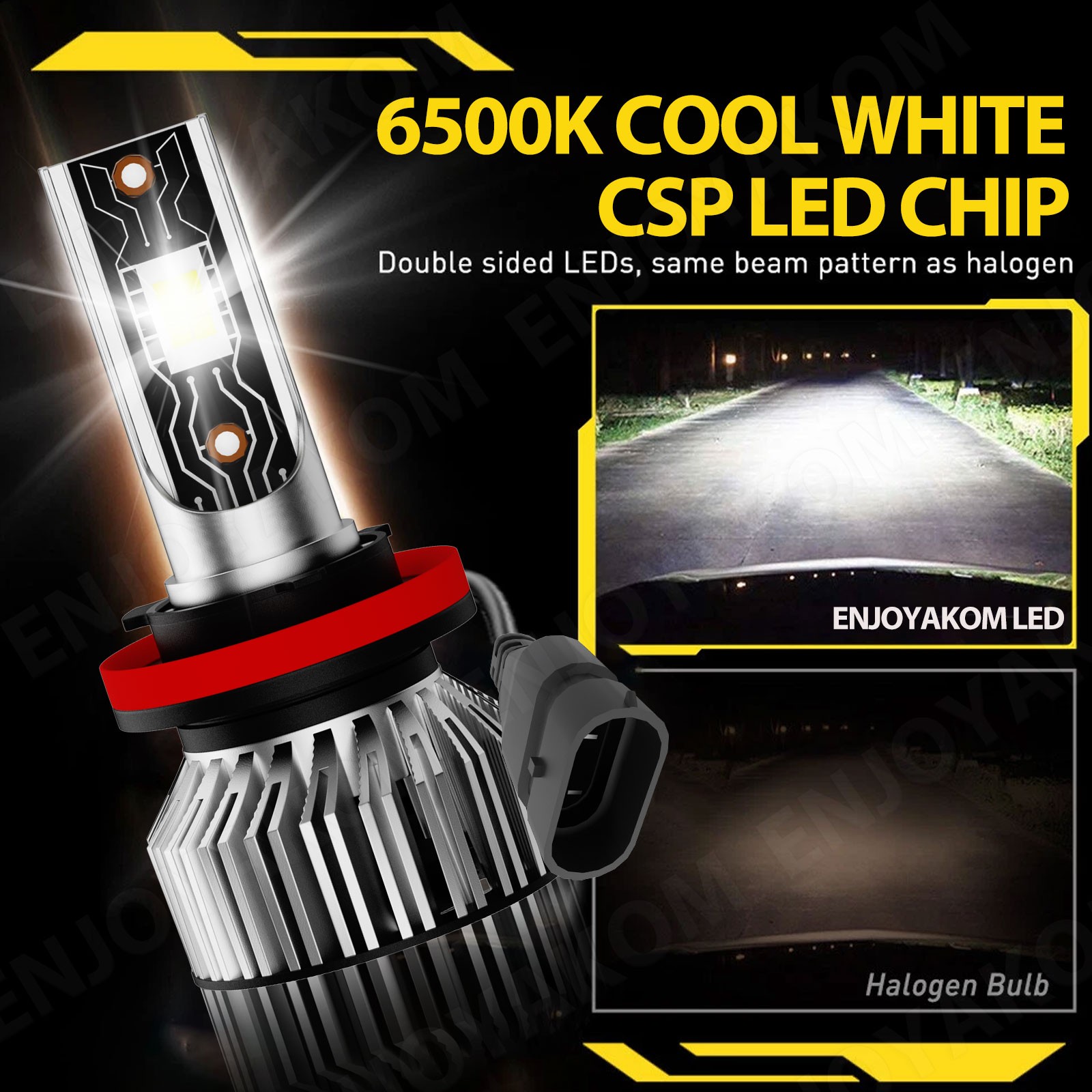 For GMC Sierra 2007-2013 4x 9005 H11 Car LED Headlight Bulb High/Low Beam Combo