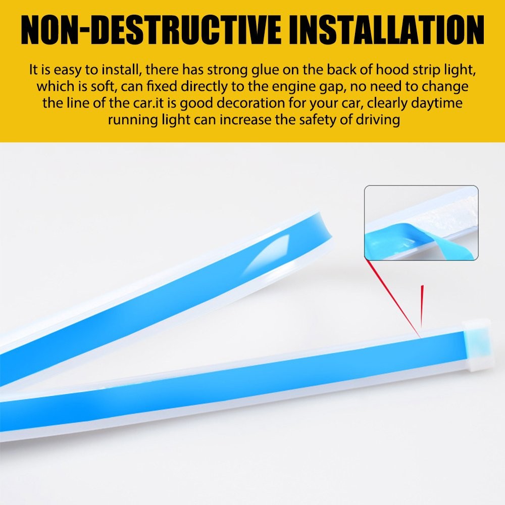 Car Hood Dynamic Scan LED Daytime Running Light Strip Waterproof Lamp Decor 1.5m