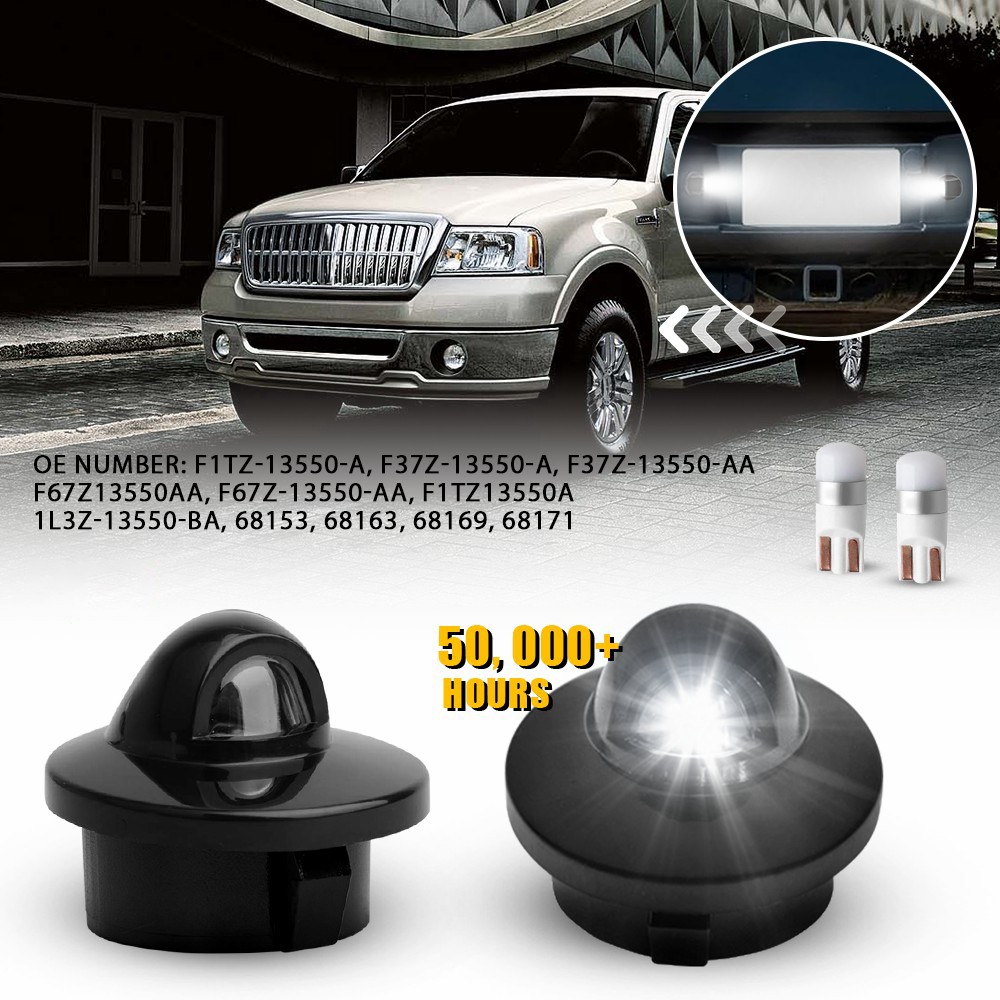 2PCS Rear License Plate Light Housings & LED Bulbs For 1997-2002 Ford Expedition