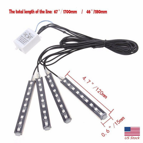 RGB LED Car Interior Accessories Floor Decor Multi-color Ambient Light Bar