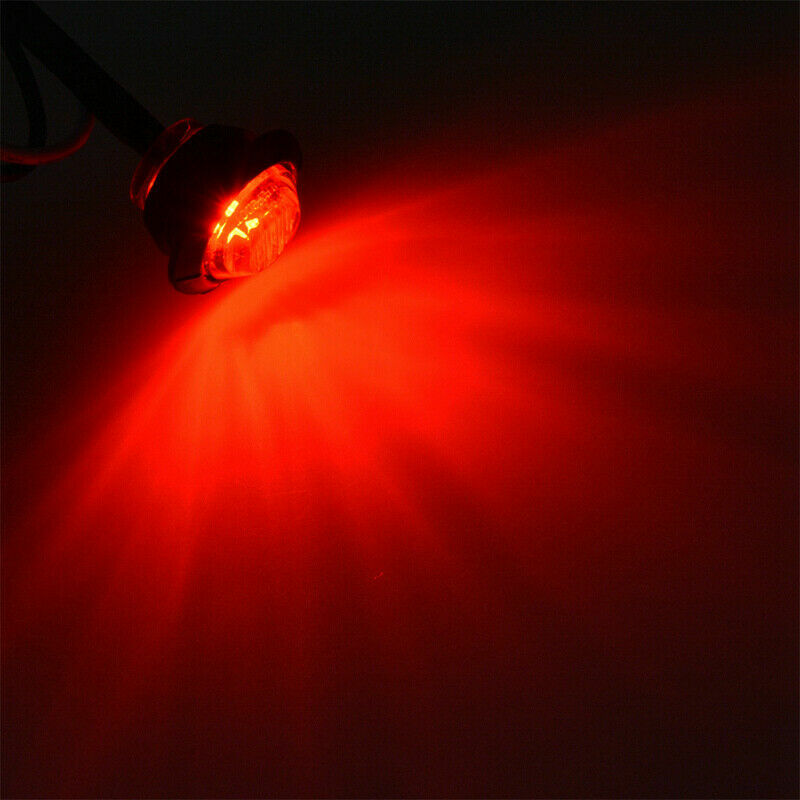 50x 3/4″ Round Red LED Side Marker Lights Truck Trailer Bullet Stainless Base