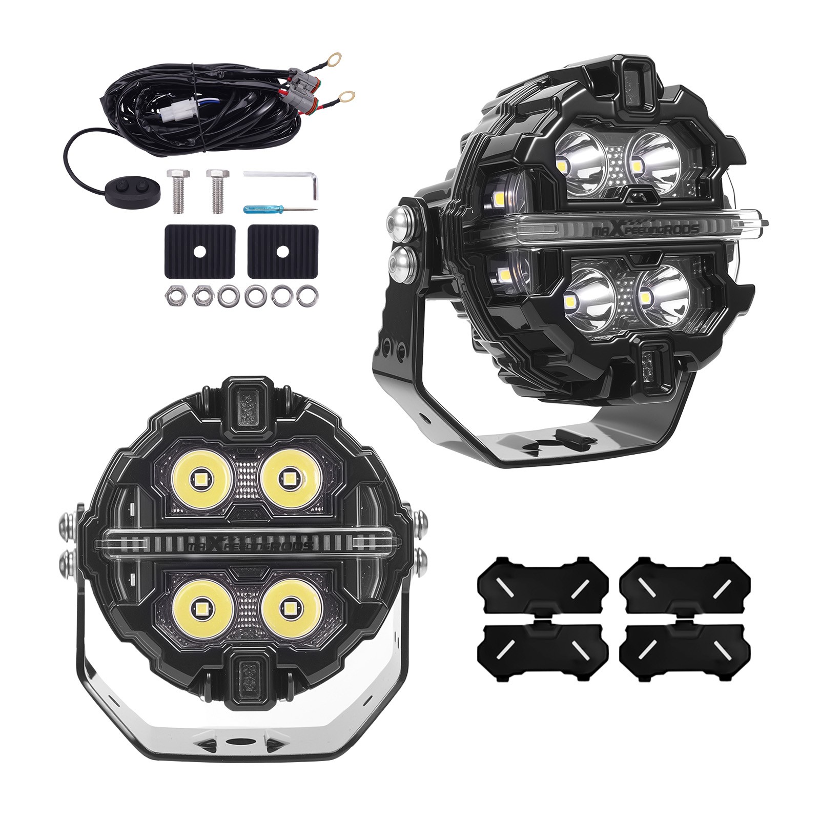 LED Light Pods 3.5″ 160W Spot Beam RGB DRL White Amber Driving Lights 19200LM