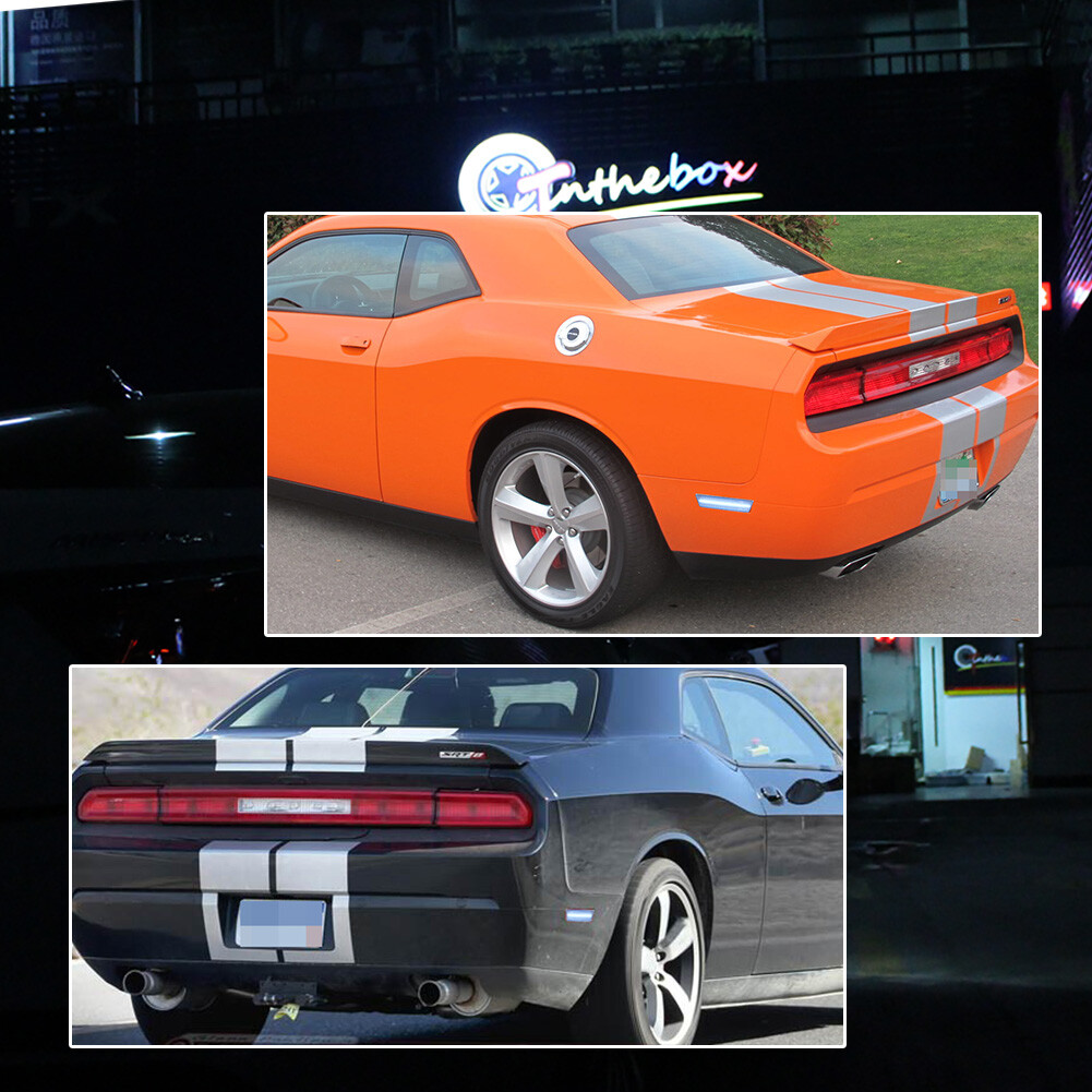 For 08-14 Dodge Challenger Clear Lens Ice Blue Full LED Rear Side Marker Lights