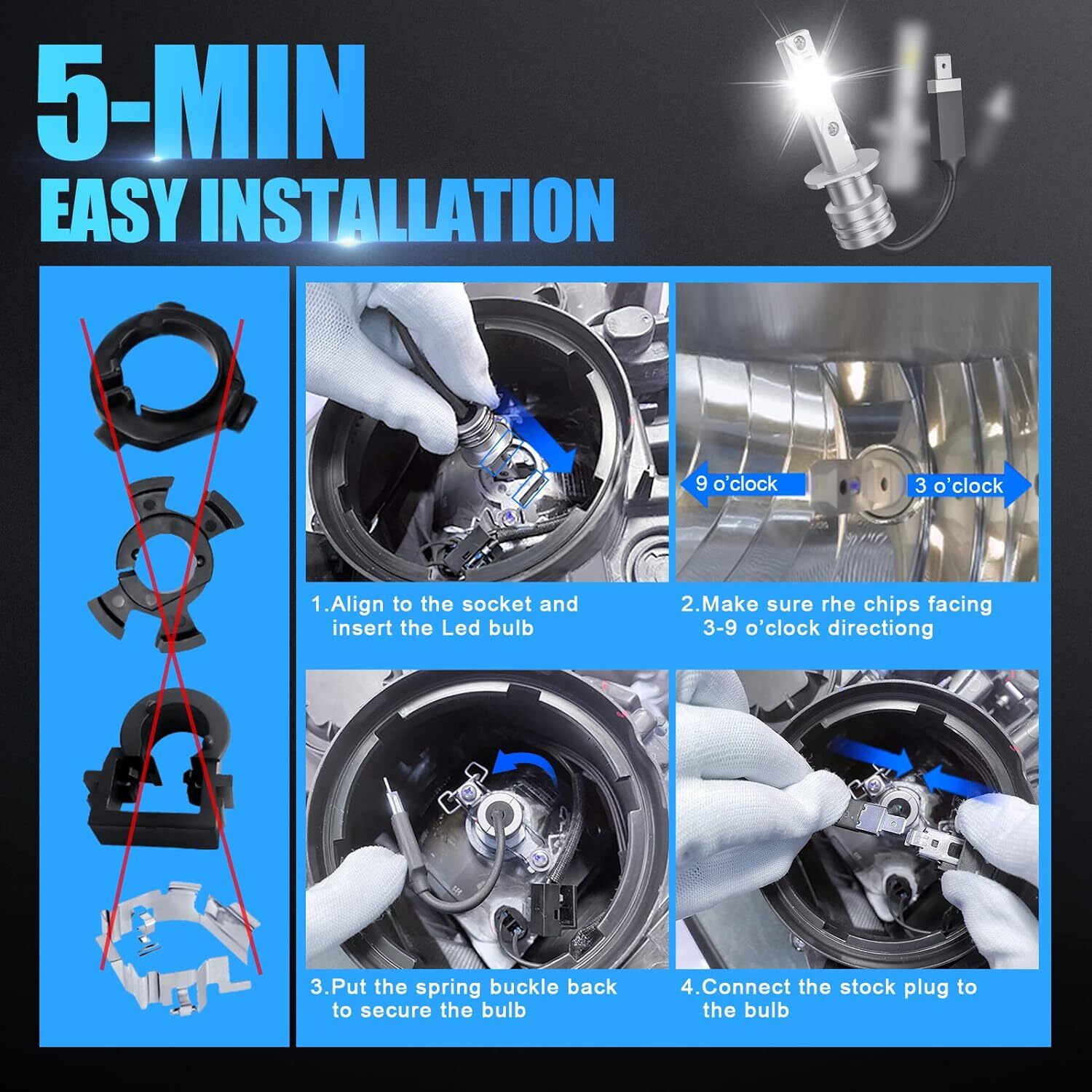 SUPAREE H1 LED Headlight Bulb Conversion Kit Hi/Low Beam Lamp 6500K Super White