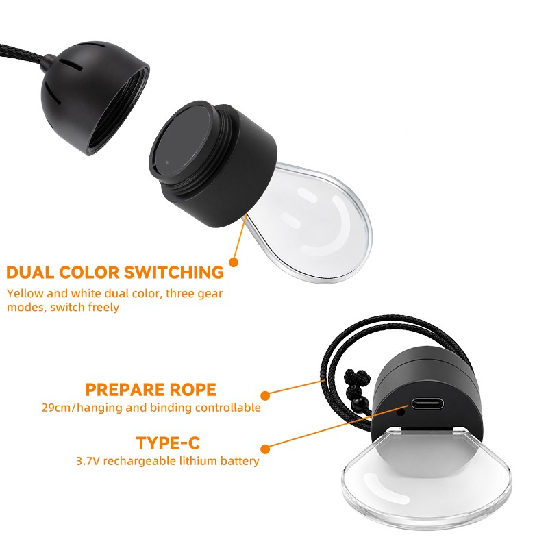 Car Hanging Bulb Light Smile LED Rearview Mirror Pendant Ambient Lamp AmberWhite