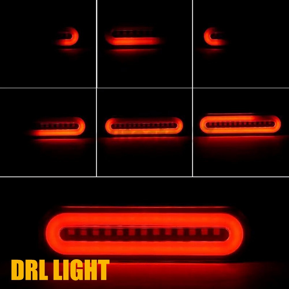 2x Red/Amber 5″ Oval LED Truck Trailer Stop Turn Tail Brake Lights Flowing DRL