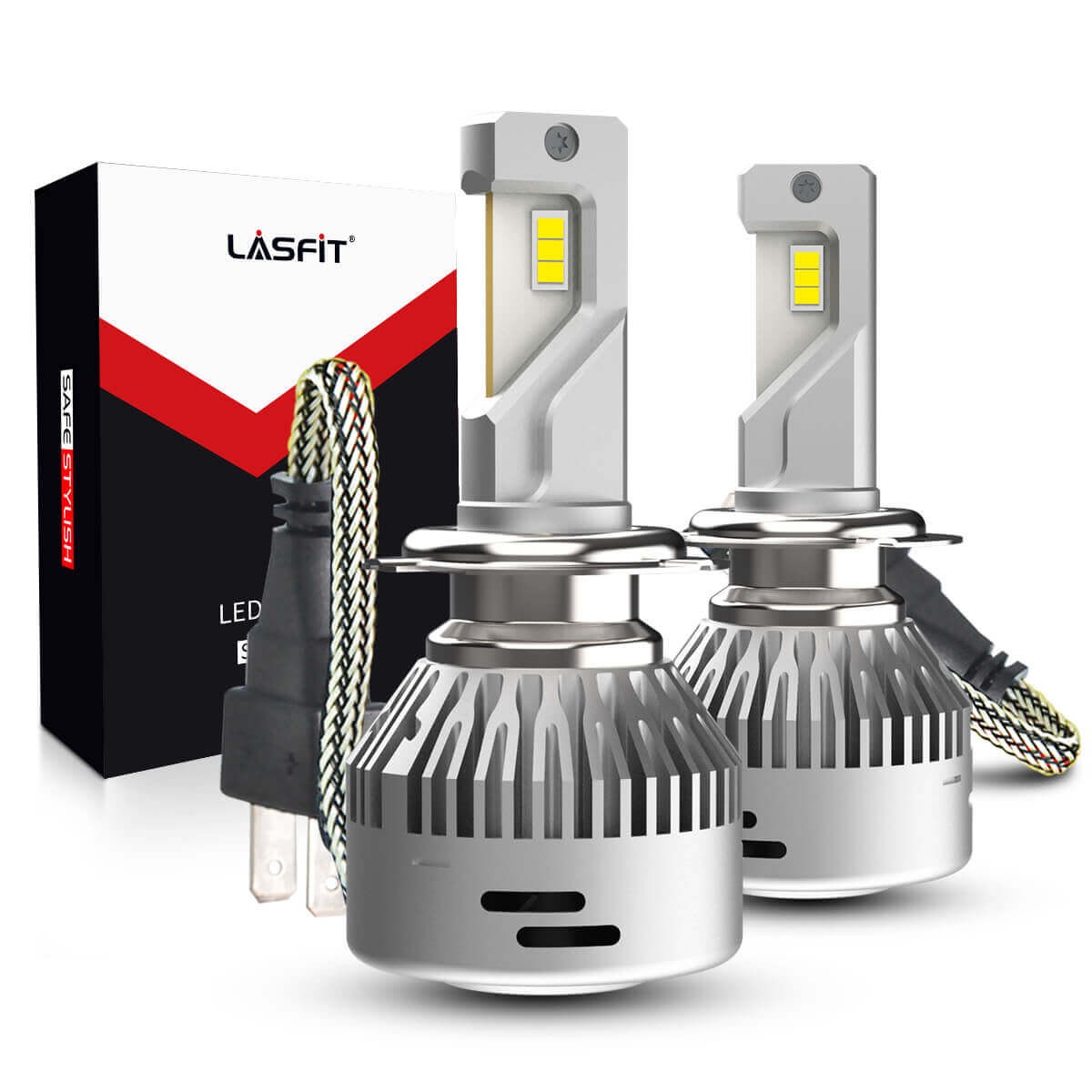 LASFIT H7 ED Headlight Bulb Kits High Beam Super Bright White 6000K 6000LM 60W