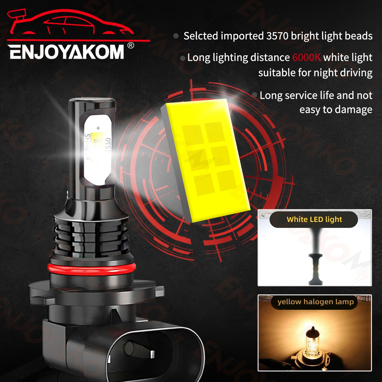 LED Headlights 9005 High Beam H11 Low Beam Bulbs Super Bright 6000K Xenon White
