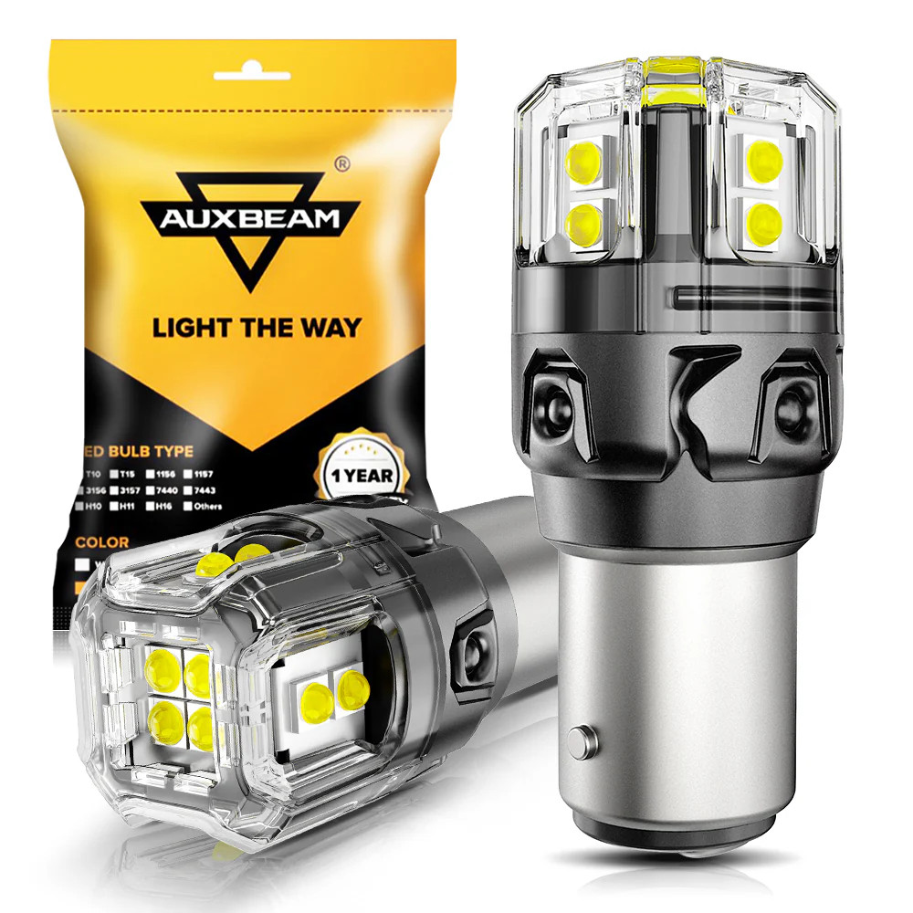 AUXBEAM 1157 BAY15D LED Front Turn Signal Parking DRL Light Bulbs Error Free 2X