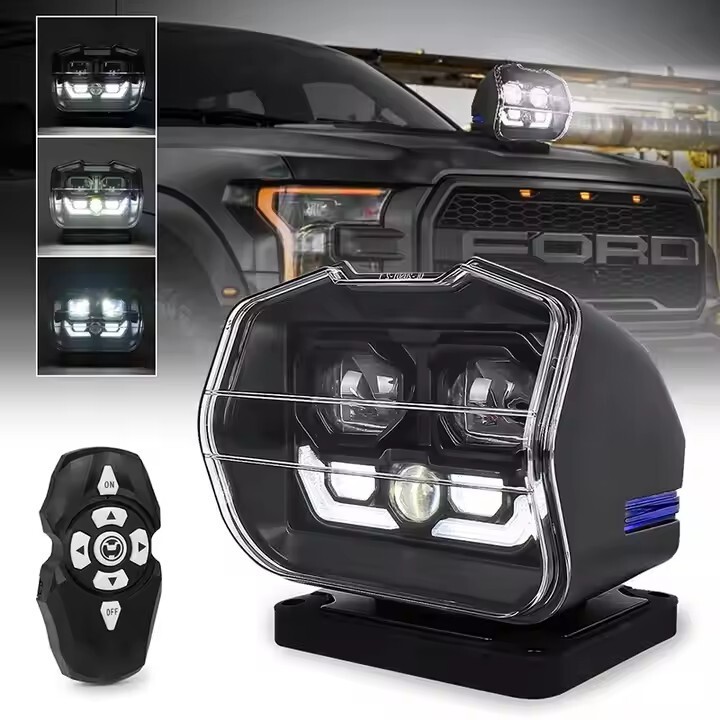 60W Searchlight 360 Degree Rotating Wireless Remote Control For Auto Moto roof