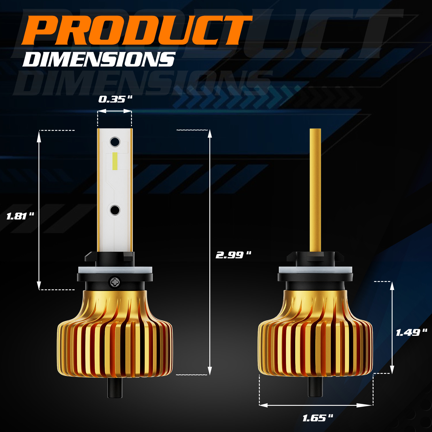 Pair H27W/2 881 6500K LED Headlight Bulb High/Low Beam Fog Lighting DRL 12V/24V