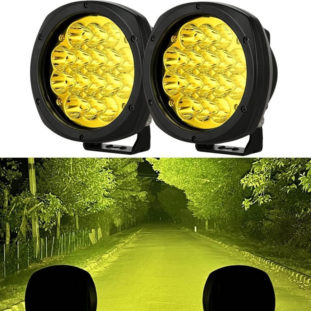 5 Inch Pair 160W Amber Round LED Offroad Lights 18800LM Amber Yellow OffRoad