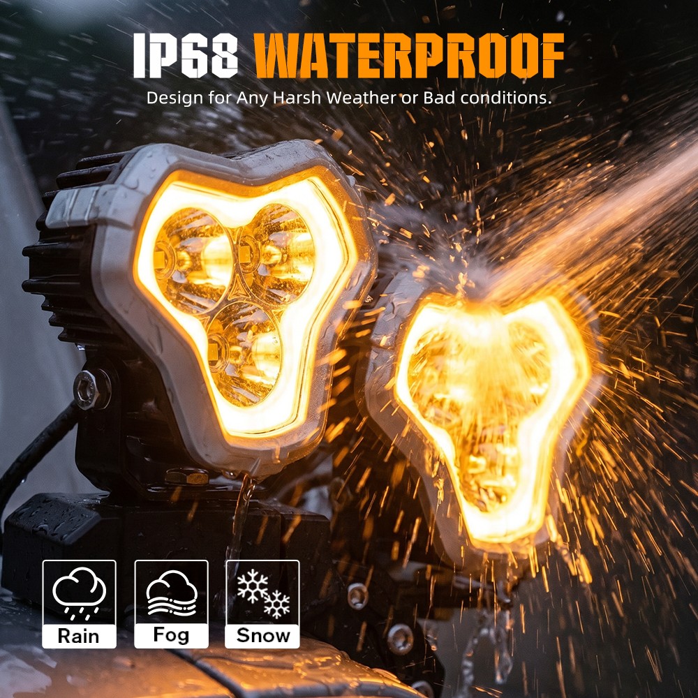 NOVSIGHT 2pcs 4″ LED Work Pod Light Spot Flood Combo Beam for Off Road Adventure