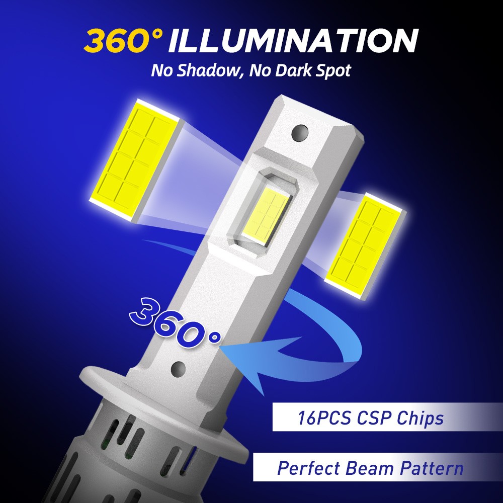 H1 LED Headlight Kit Bulbs High Low Beam 10000K Super White 30000LM Combo 2 10s