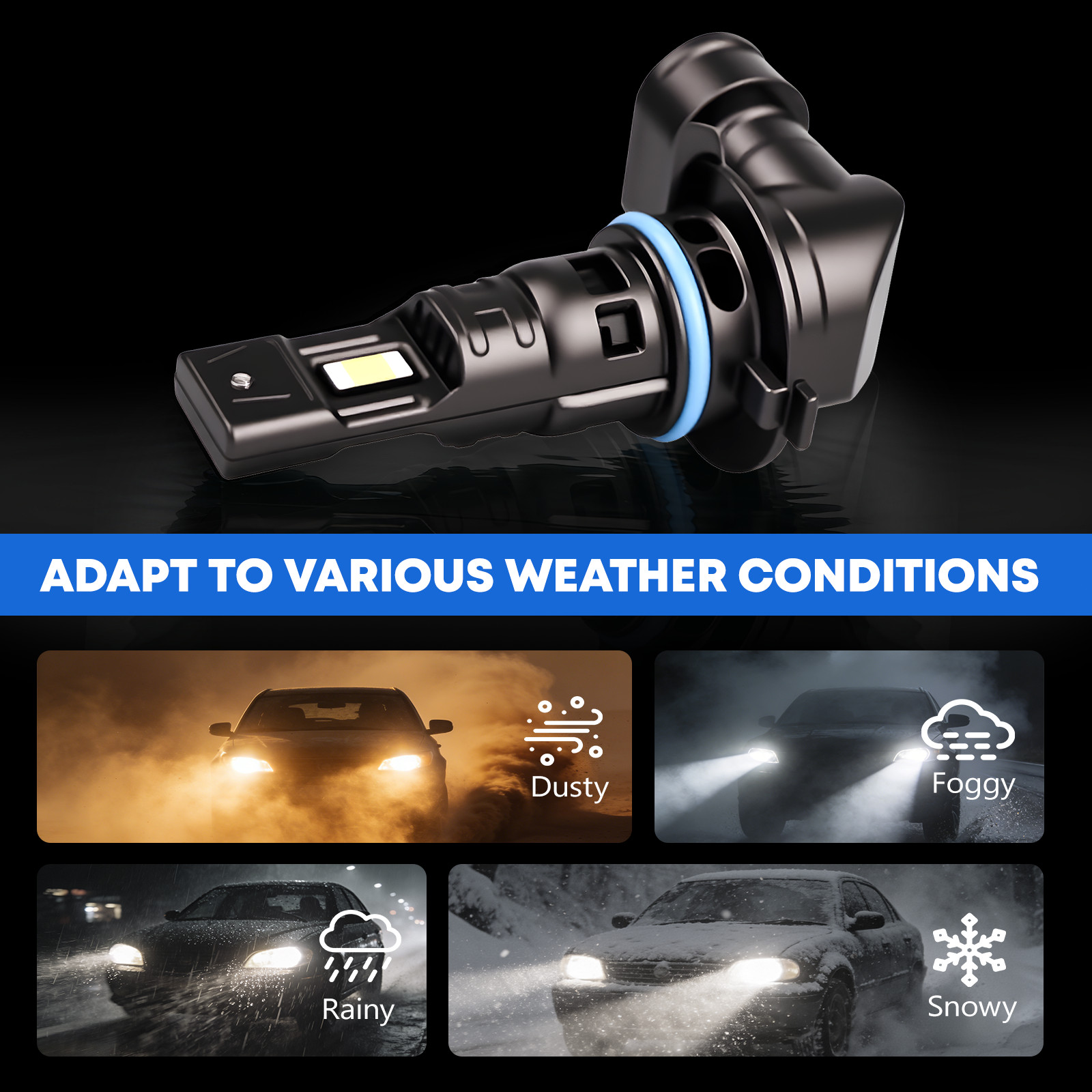 9006 HB4 Bulbs, Cool White, 80000Hrs Lifespan, 1:1 Size Plug , Fog Light
