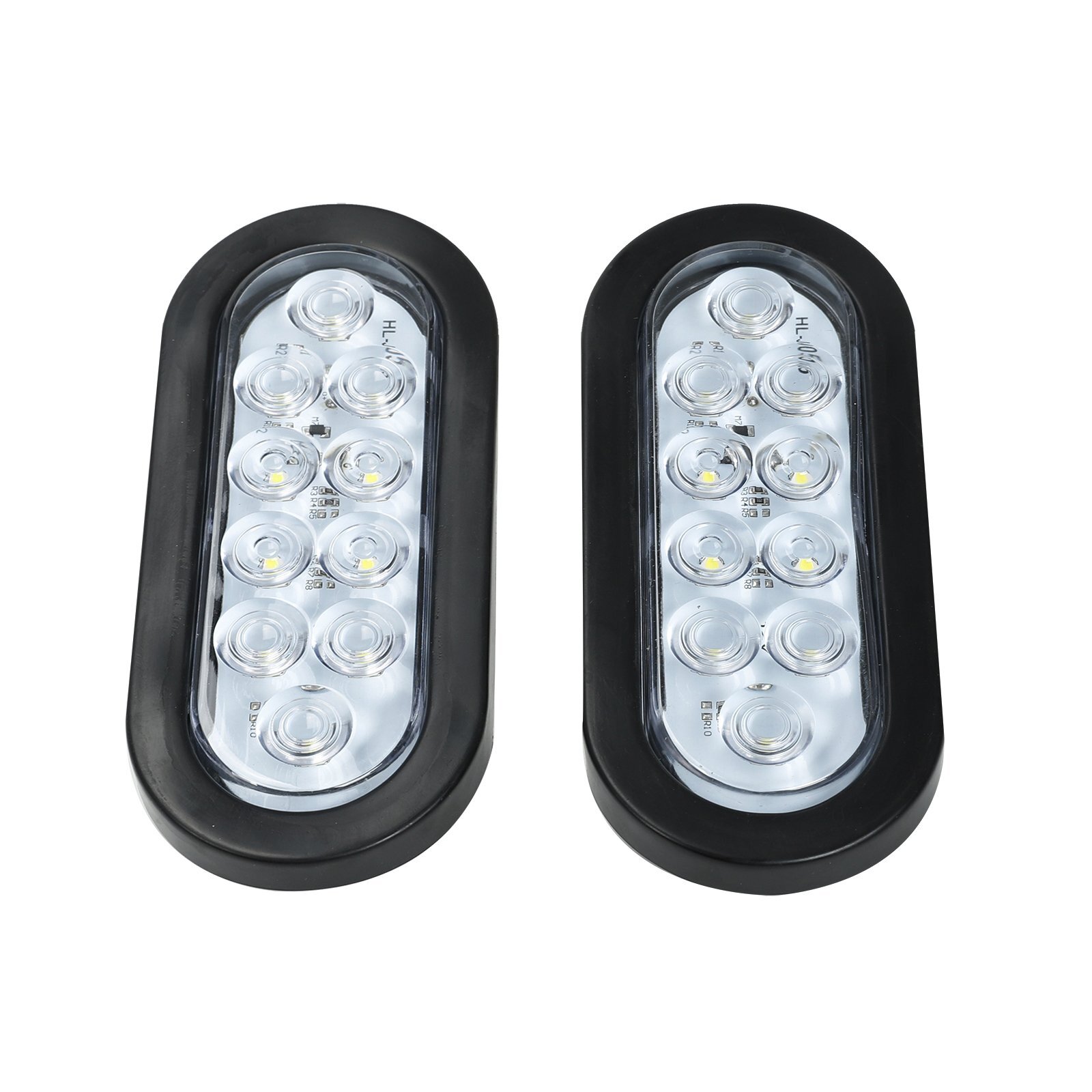 (6) 6″ Oval Clear/White 10 LED Reverse Back Up Light Flush Mount Trailer Truck