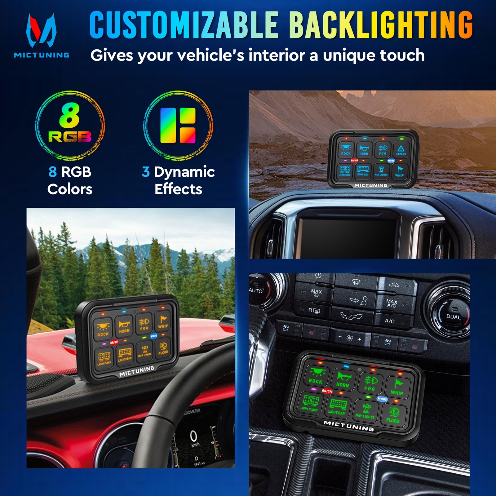 6/8 Gang Switch Panel On-Off LED Light Bar Circuit Control Relay System 12/24V