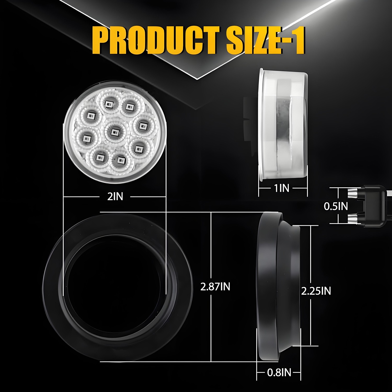 10pcs 2Inch Round Trailer Truck Marker Light White 9 LED Marker Clearance Light