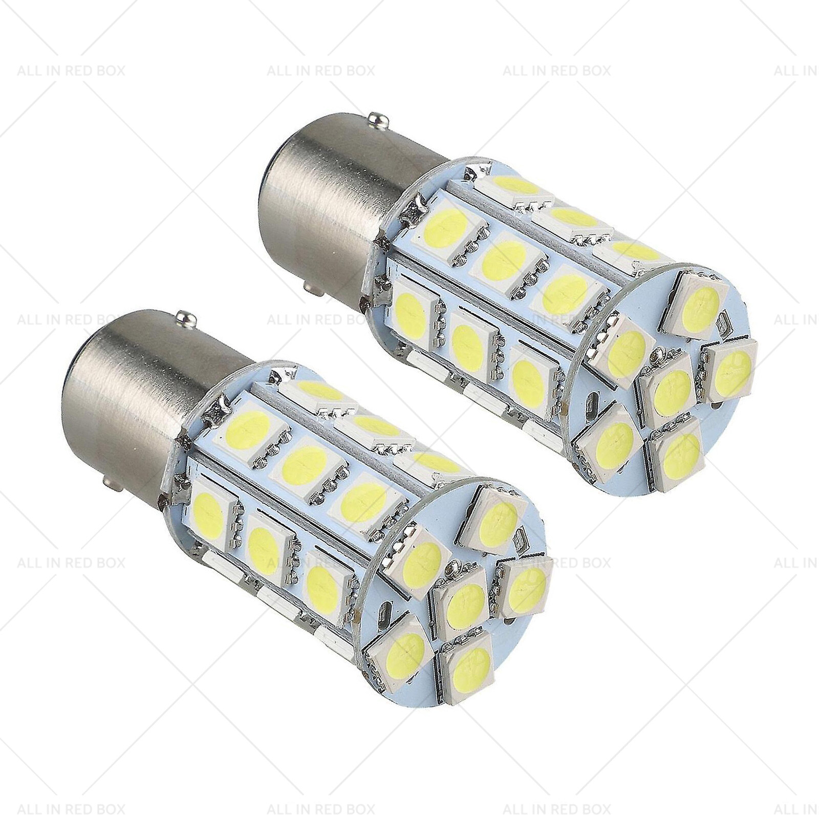 2x 12V BA15D LED White 27 SMD 5050 Suitable for Caravan Car Auto Indicator