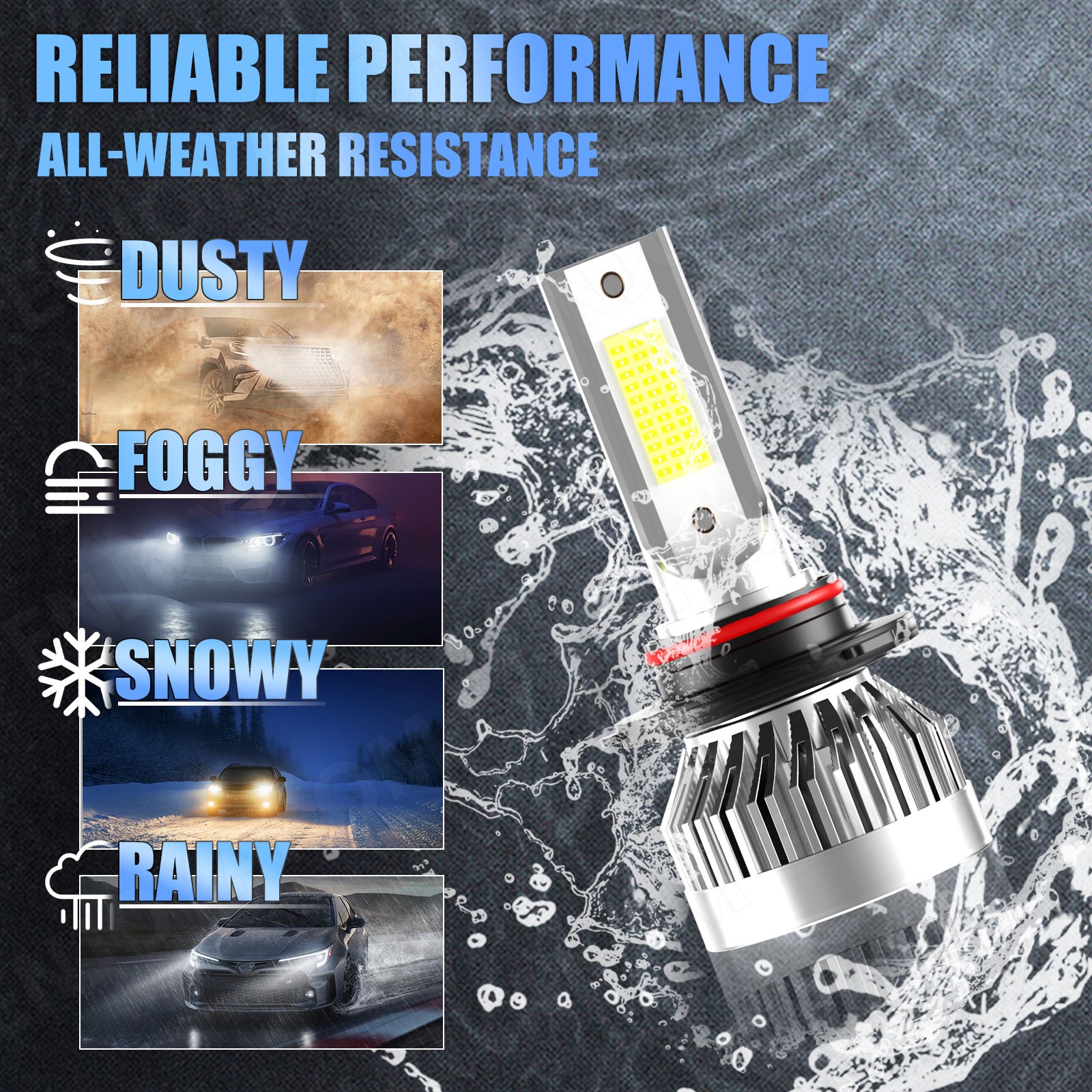 9005/H11/H11 LED Headlight Fog light Bulbs High Low Beam 6000K White Combo Kit